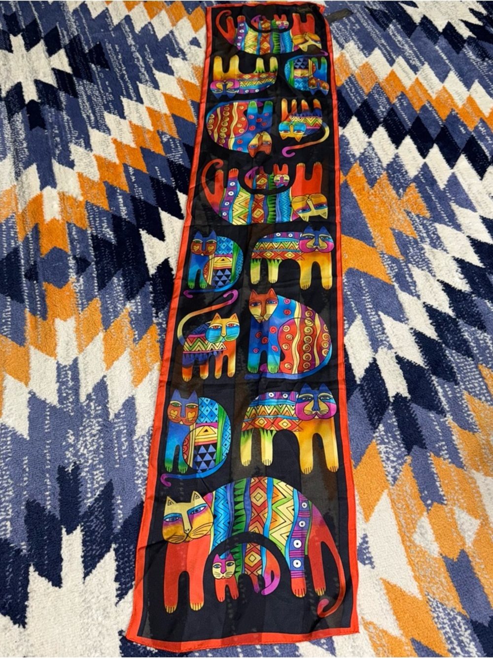 Laurel Burch 100% Silk Oblong Scarf Fantastic Felines